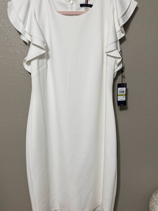 Tommy Hilfiger Dresses & Skirts - Tommy Hilfiger White Midi Dress with Ruffle Sleeves